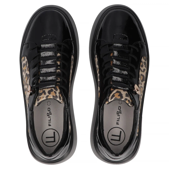 Skórzane sneakersy Filippo DP7282/25 BK LEO czarne