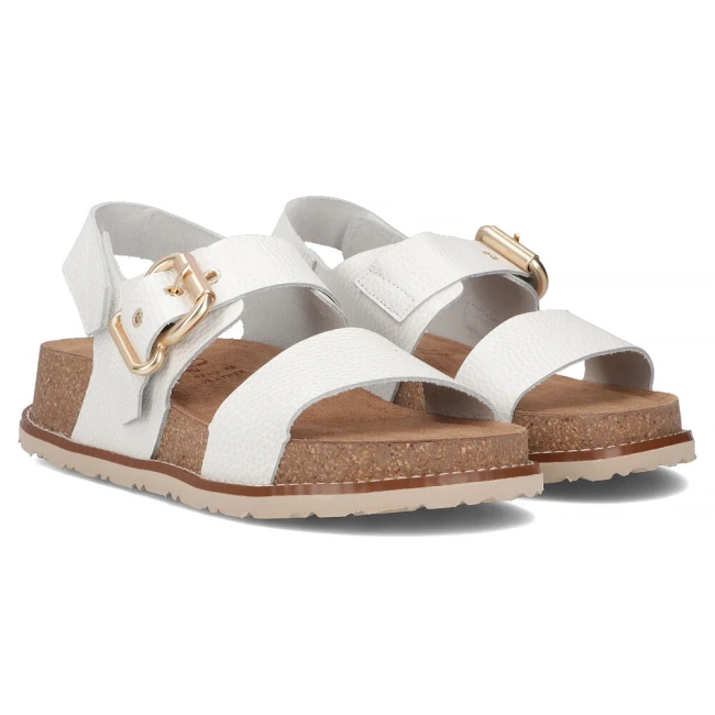 Skórzane sandały Yokono OCA-254 OPAK HIELO białe