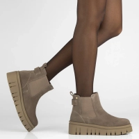 Skórzane botki na platformie Filippo DBT7266/25 TP taupe