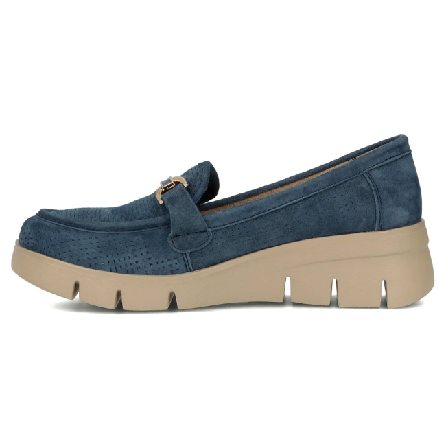 Skórzane półbuty na platformie Filippo DP7002/25 BL niebieskie