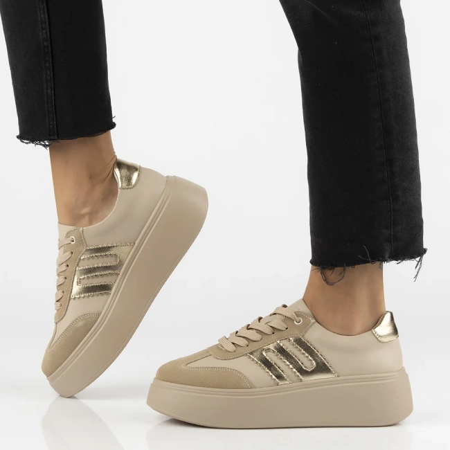 Skórzane sneakersy Filippo DP7289/25 BE GO beżowe