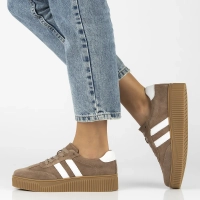 Skórzane sneakersy Filippo DP6776/25 BE WH brązowe