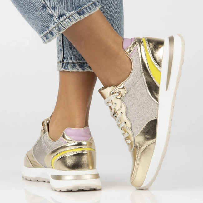 Skórzane sneakersy Filippo DP6724/25 GO złote