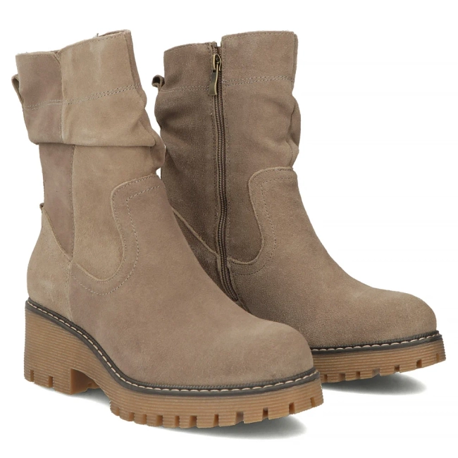 Skórzane botki Filippo DBT6402/25 TP taupe