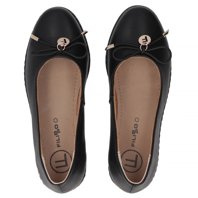 Skórzane baleriny Filippo DP6857/25 BK czarne