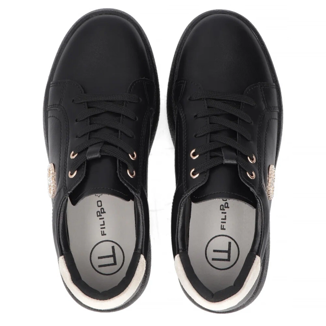 Leather sneakers Filippo DP6721/25 BK black