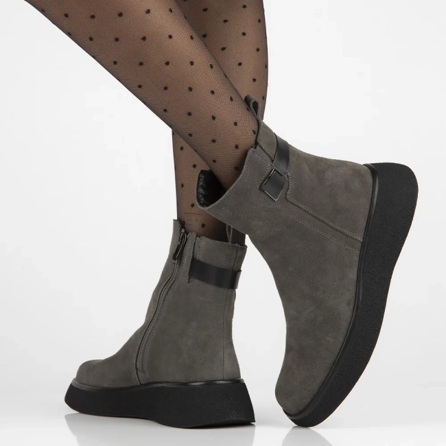 Leather ankle boots DBT6387/24 GR grey