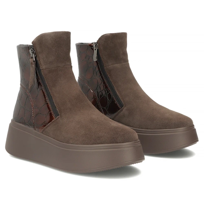 Leather platform ankle boots Filippo DBT8077/26 D BR brown