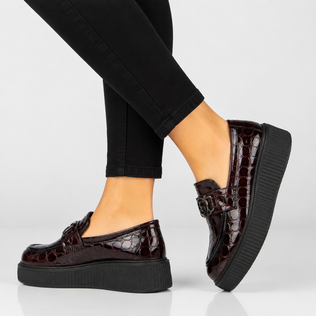 Leather platform shoes Filippo DP8294/26 BG burgundy
