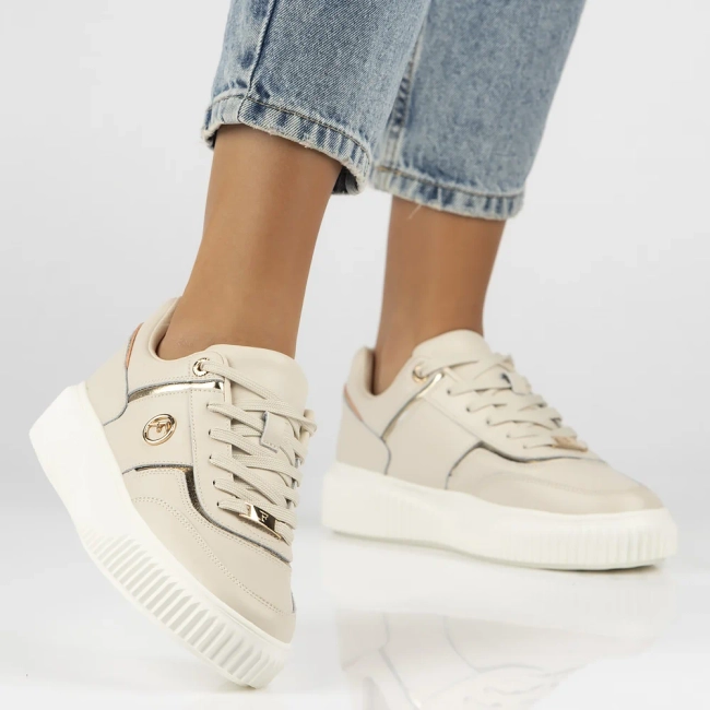 Skórzane sneakersy Filippo DP6727/25 BE beżowe