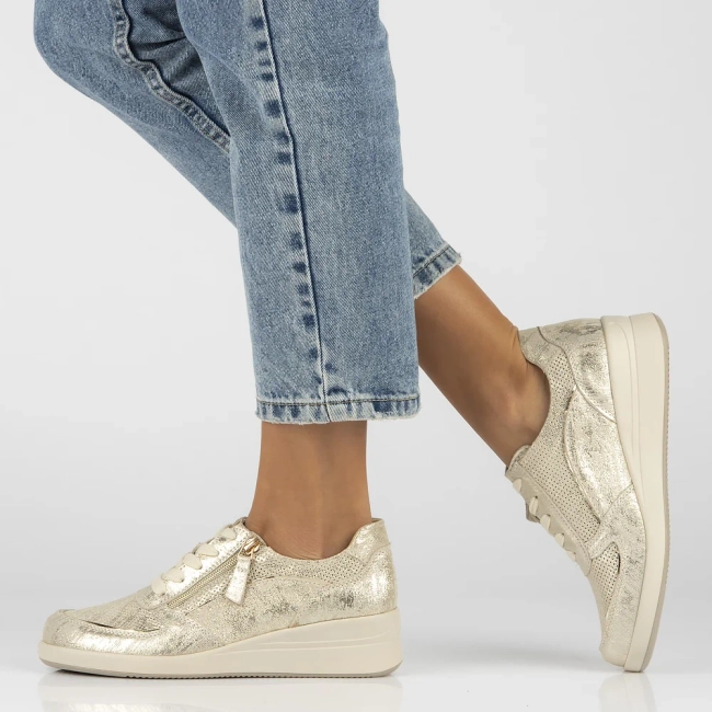 Skórzane sneakersy Filippo DP6209/24 GO złote