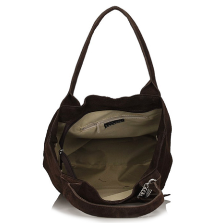 Torebka Toscanio Shopper Zamszowa 1101 ciemna brązowa