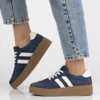 Skórzane sneakersy Filippo DP6776/25 BL niebieskie