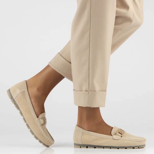 Skórzane mokasyny Filippo DP3630/24 BE beżowe