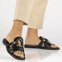 Skórzane klapki Filippo DK6264/24 BK czarne