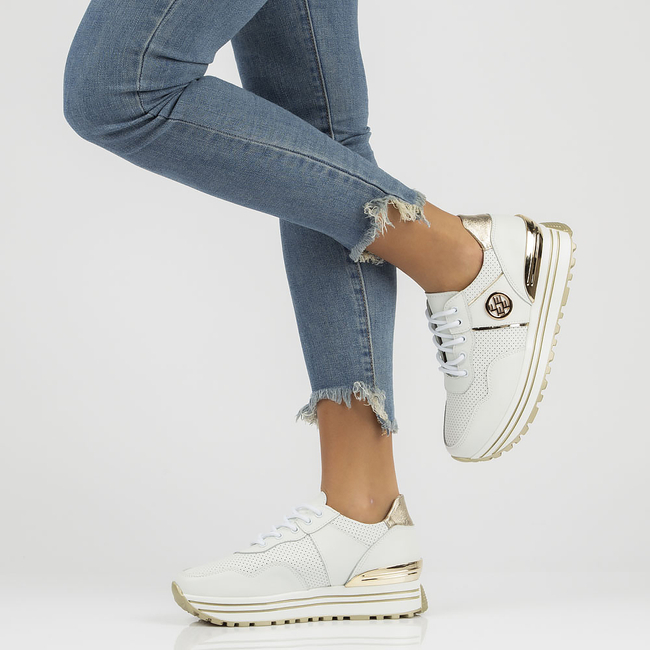 Skórzane Sneakersy damskie Filippo DP3538/22 WH białe