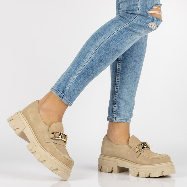 Leather shoes Filippo 20083 beige velour