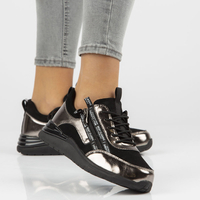 Leather sneakers Filippo DP3149/21 BK GN dark nickel