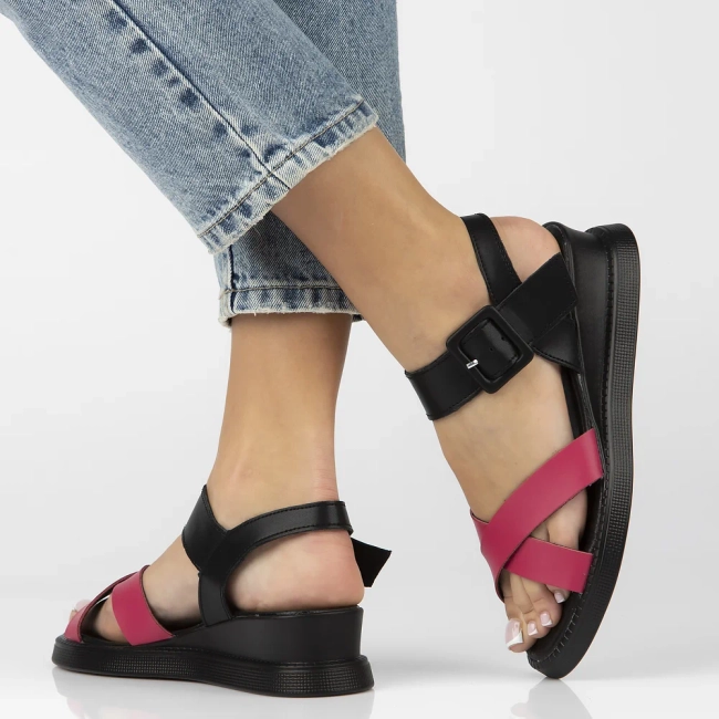 Leather sandals Filippo DS6874/25 FH black and pink