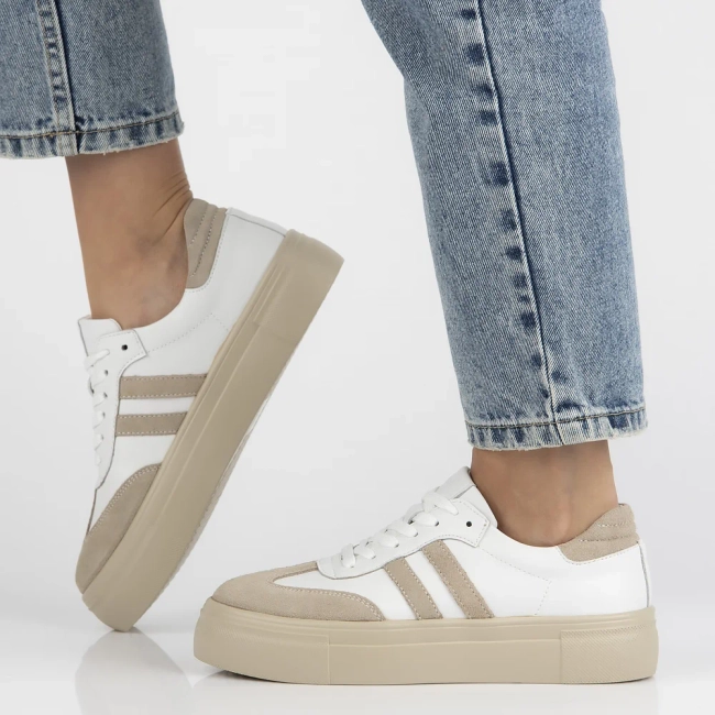 Leather sneakers Filippo DP6841/25 WH BE white