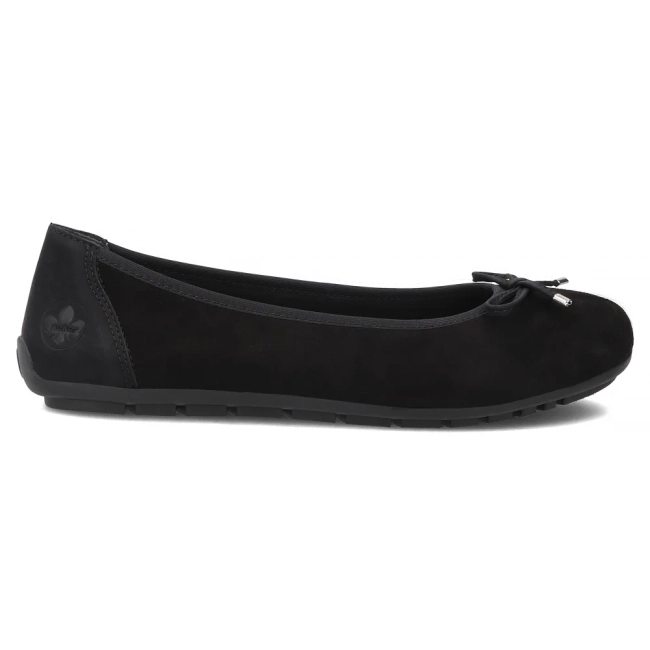 Skórzane baleriny Rieker 43850-01 czarne
