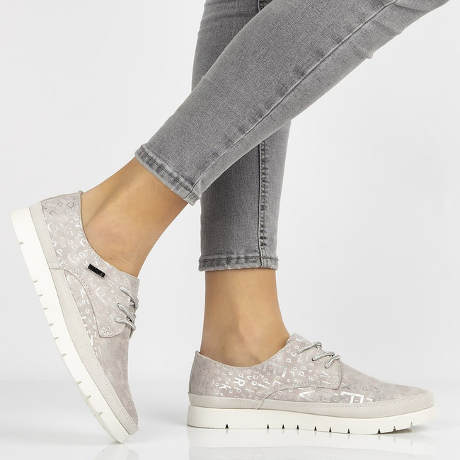 Skórzane półbuty Filippo DP1383/20 GR szare