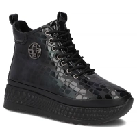 Skórzane botki na platformie Filippo DBT7278/25 GE zielone