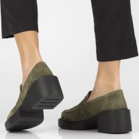 Skórzane półbuty na obcasie Filippo DP4685/23 KH khaki