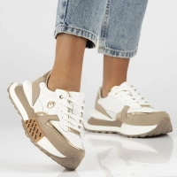 Skórzane sneakersy Filippo DP6733/25 WH BE biało beżowe