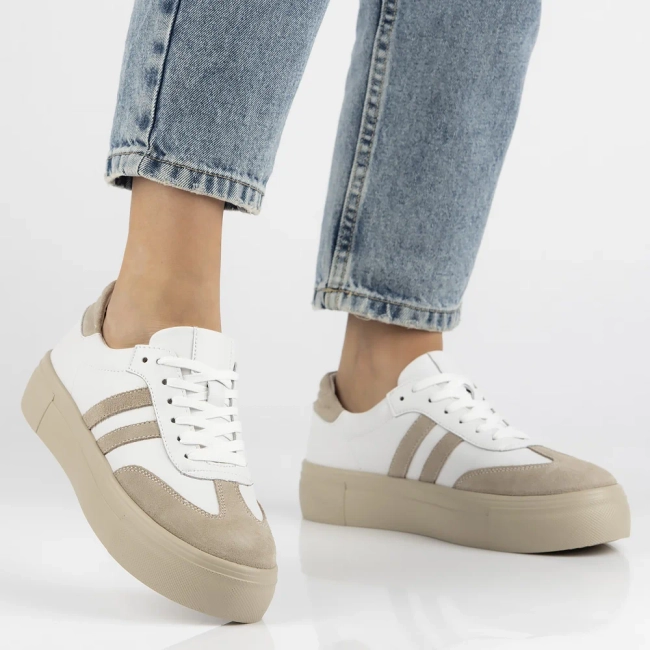 Leather sneakers Filippo DP6841/25 WH BE white