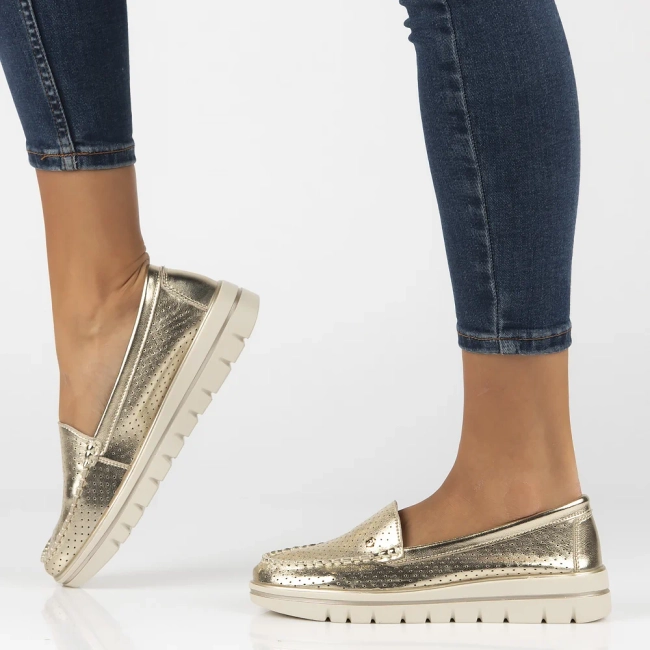 Skórzane mokasyny Filippo DP7006/25 GO złote