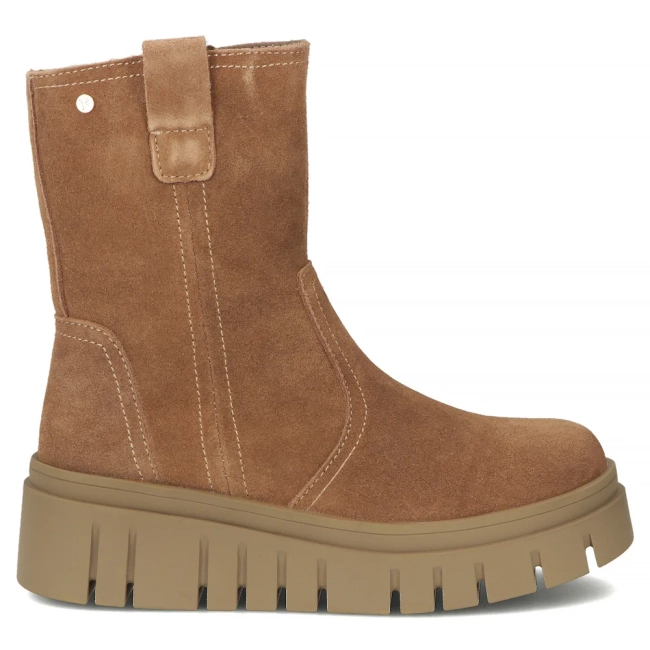 Skórzane botki na platformie Filippo DBT7262/25 CA brązowe