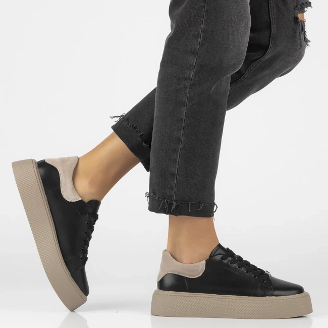 Leather sneakers Filippo DP6119/26 BK BE black-beige