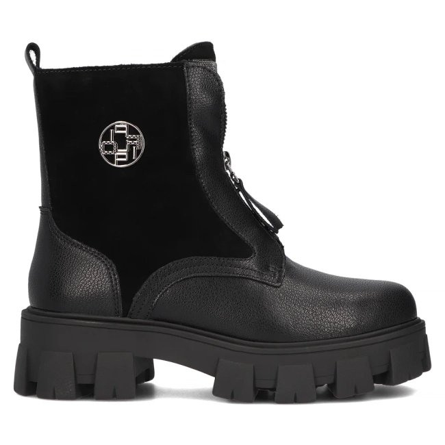 Skórzane botki na platformie Filippo DBT6342/24 BK czarne