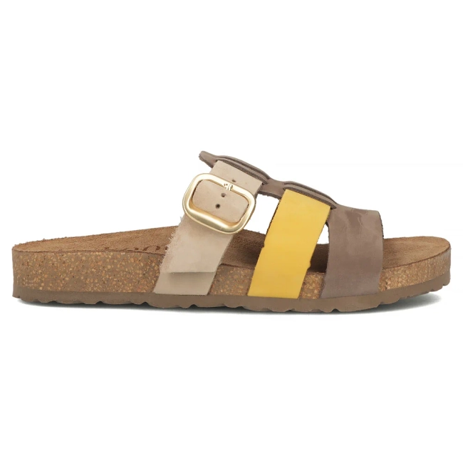 Leather flip-flops Yokono JERBA-137 NOBUCK MULT CIT brown