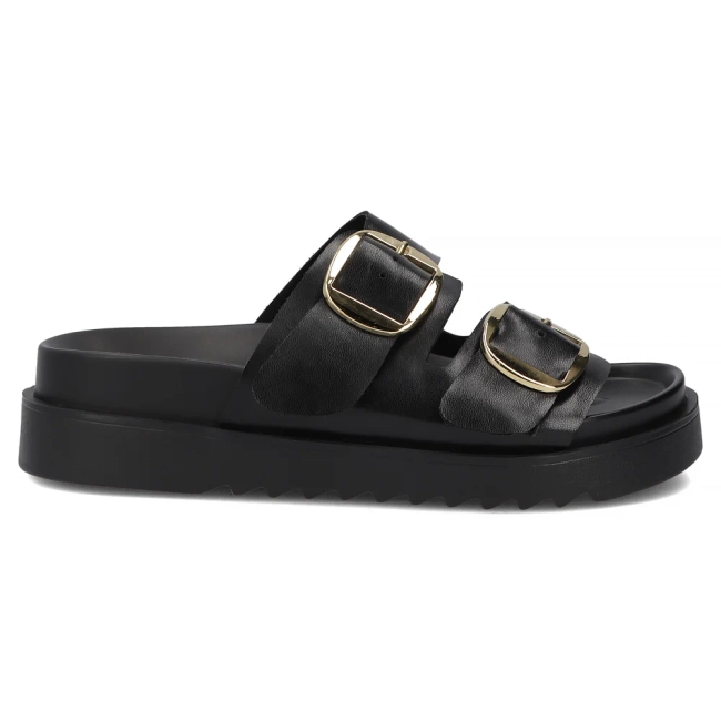 Skórzane klapki Filippo DK7827/26 BK czarne