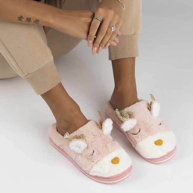 Slippers reindeer pink YL30