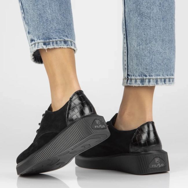 Leather shoes Filippo DP4924/23 BK black