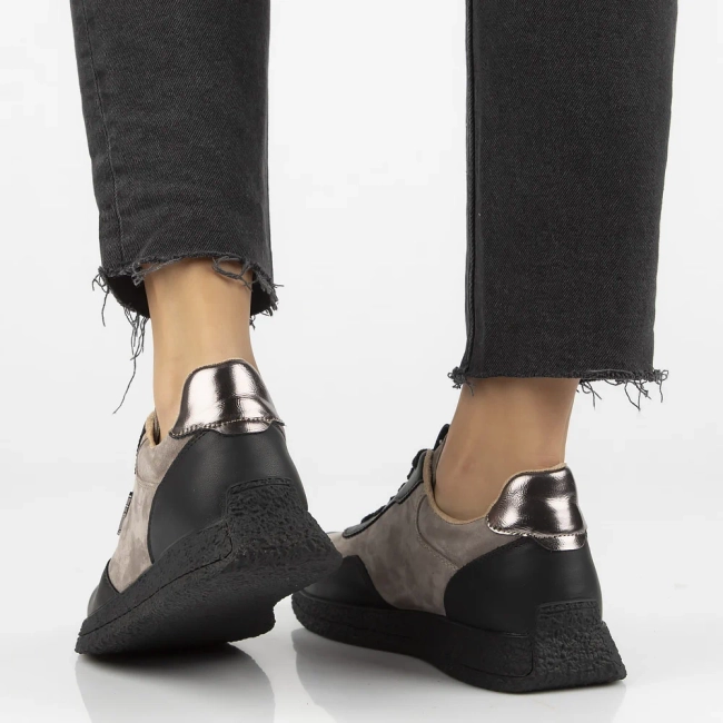 Skórzane sneakersy Filippo DP7405/25 TP BK taupe