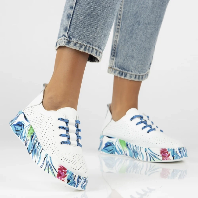 Leather shoes Filippo DP6698/25 WH BL white