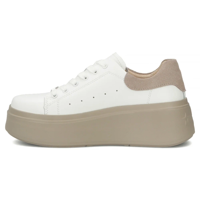 Leather sneakers Filippo DP7537/26 WH BE white-beige