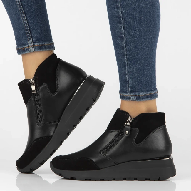 Leather ankle boots DBT6348/24 BK black