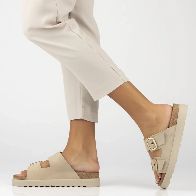 Leather slippers Yokono TUNEZ-130 SERRAJE CRUDO beige