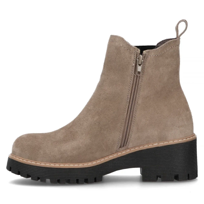 Skórzane botki na platformie Filippo DBT4805/24 TP BK beżowe