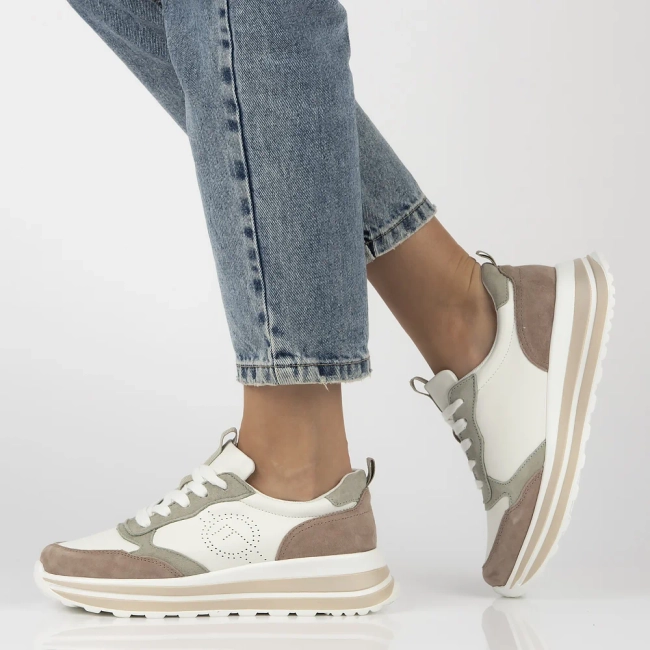 Skórzane sneakersy Filippo DP6787/25 WH BE biało beżowe