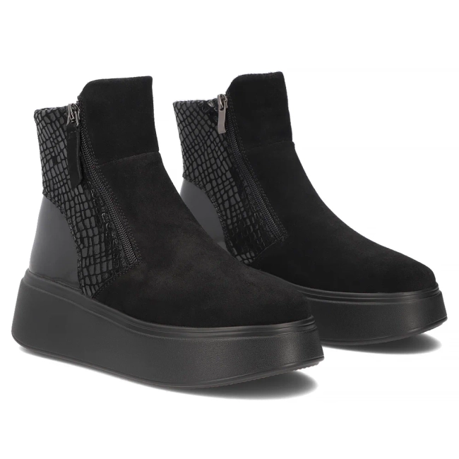 Leather platform ankle boots Filippo DBT8077/26 BK black