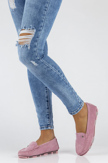 Skórzane mokasyny Filippo DP2037/22 PI różowe