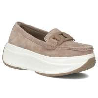 Skórzane półbuty na platformie Filippo DP6132/25 BE beżowe