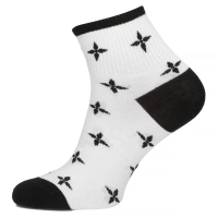 Women's Socks Oemen S019 BLK WHT flowers