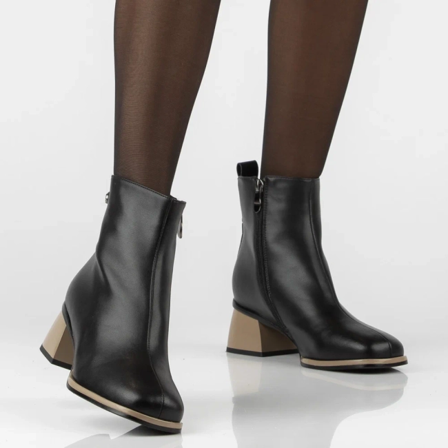 Leather heeled ankle boots Filippo DBT8122/26 BK BE black